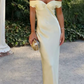 Girlhomeshops - Robe d'invitée de mariage jaune, élégante, simple, longue, en satin, gh5630