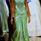 Green vintage fashion elegant sweetheart neckline long mermaid satin prom dress evening gown party dress gh3471