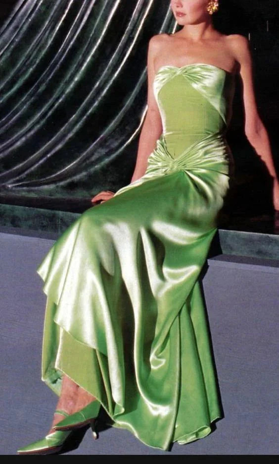 Green vintage fashion elegant sweetheart neckline long mermaid satin prom dress evening gown party dress gh3471