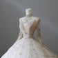 Ivory White Beaded Fashion Long Train Tulle Ball Gown Wedding Dress gh4952