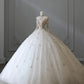 Ivory White Beaded Fashion Long Train Tulle Ball Gown Wedding Dress gh4952
