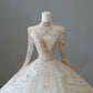 Ivory White Beaded Fashion Long Train Tulle Ball Gown Wedding Dress gh4952