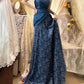 Sapphire blue exquisite beaded pleated elegant and charming retro fashion floral long taffeta lace ball gown evening dress gh4435