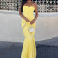 Gelb Fashion Tube Top Lange Chiffon Elegante Ballkleid Abendkleid Hochzeit Gast Party Kleid gh3326