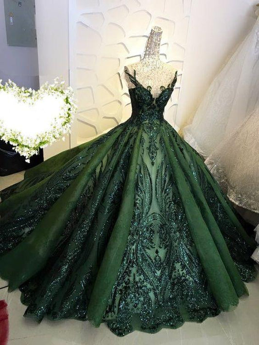 Green retro fashion shiny off-shoulder long sequined tulle prom dress evening dress sweet 16 years old dress graduation dress adult ceremony dress gh3610