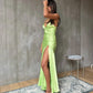 Green Fashion Simple Elegant Spaghetti Strap Long Satin Prom Dress Evening Dress Wedding Guest Party Dress Prom Dress gh3764