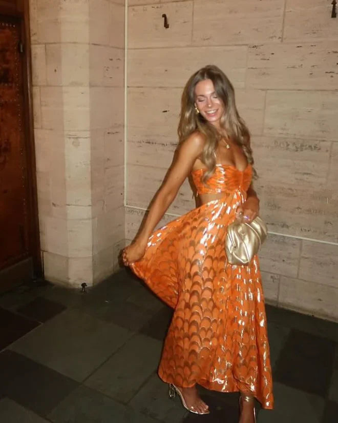 Orange New Arrival Fashion A-Line Long Elegant Prom dress Evening Dress Party Dress gh3450