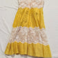 girlhomeshops - Robe midi sans bretelles, jaune gingembre, en mousseline et dentelle, ornée d'un ruban (gh6312)