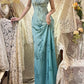 Blue exquisite beading vintage fashion floral long satin ball gown evening dress gh4434
