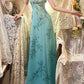 Blue exquisite beading vintage fashion floral long satin ball gown evening dress gh4434