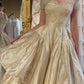 girlhomeshops- Vintage Ball Gown With Delicate Gold Beading gh6217