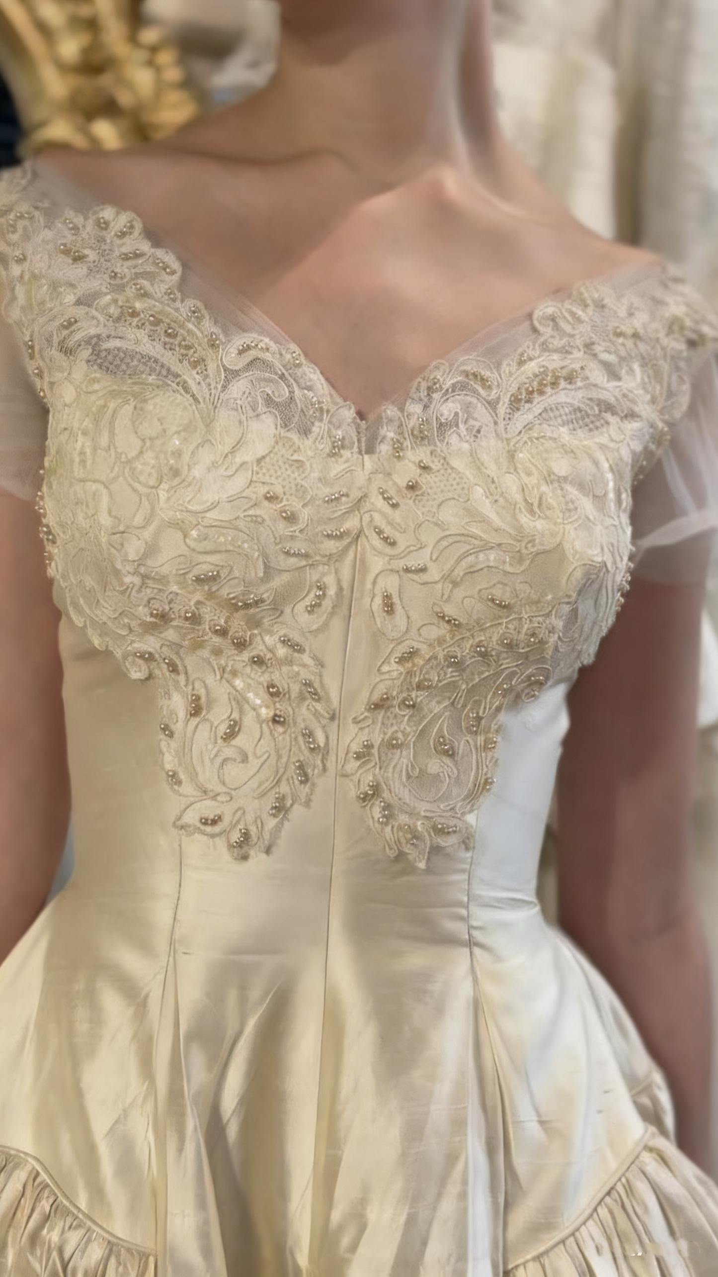 girlhomeshops- Vintage Ball Gown With Delicate Gold Beading gh6217