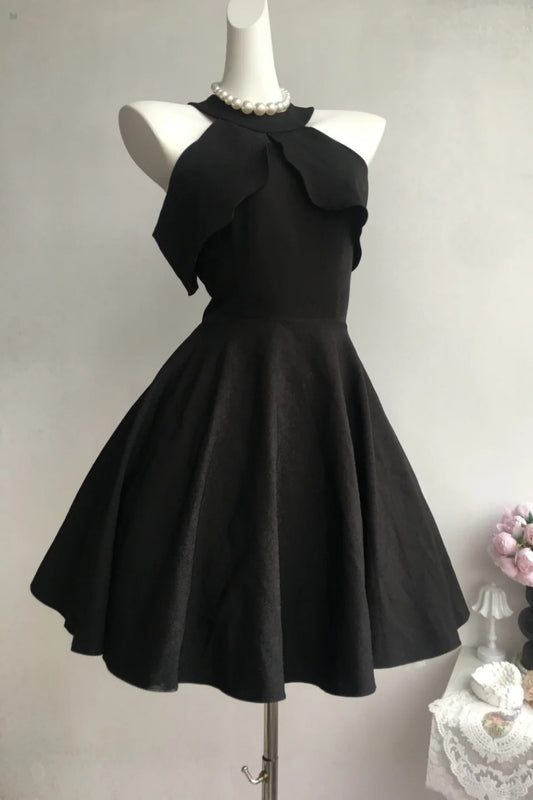girlhomeshops-Black Strapless Simple Homecoming Chiffon Dress gh5739