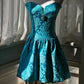 Peacock Turquoise Short Homecoming Dress Prom Dress Evening Dress gh4337