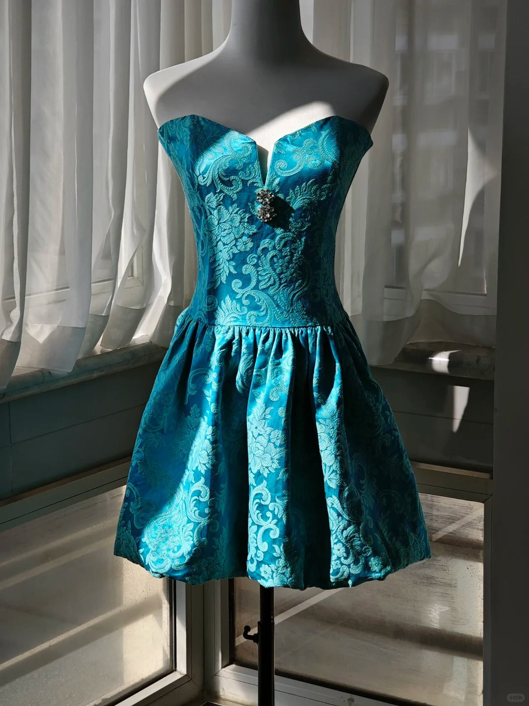 Peacock Turquoise Short Homecoming Dress Prom Dress Evening Dress gh4337