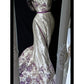 White Purple Floral Vintage Elegant Long Satin Fairy Mermaid Slim Ball Gown Evening Dress Party Dress gh4714