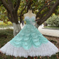 Mint Green Stunning Fashion Retro Elegant Delicate Lace Long Chiffon Ball Gown Evening Dress Birthday Party Dress gh4146