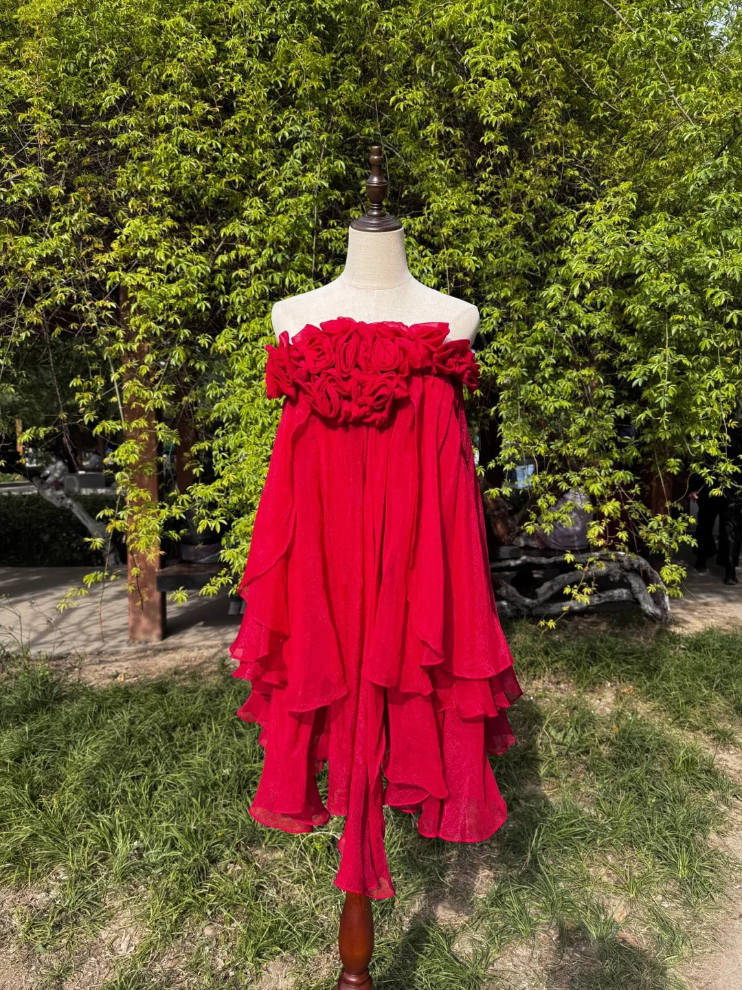 Rot Atemberaubende Mode Vintage Elegante Zarte Blumen Lange Chiffon Homecoming Kleid Ballkleid Abendkleid Geburtstag Party Kleid gh4145
