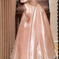 girlhomeshops-Rosa Exquisite Perlen Lange Satin Prinzessin Formale Ballkleid Abschlussballkleid Abendkleid gh5975