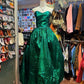 Robe de soirée longue en satin vert vintage, élégante, col en cœur, gh4137