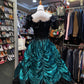 Robe de soirée longue élégante et raffinée, noire, turquoise et verte, style rétro, gh4213