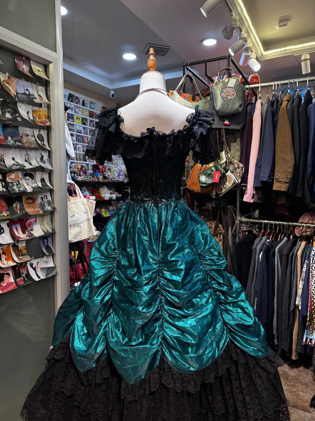 Robe de soirée longue élégante et raffinée, noire, turquoise et verte, style rétro, gh4213