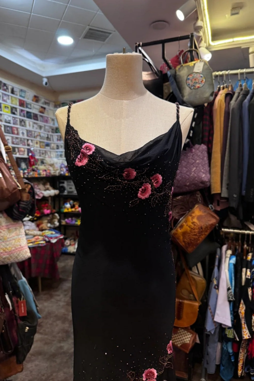 Black Retro Dress Exquisite Floral Long Chiffon Dress gh6761