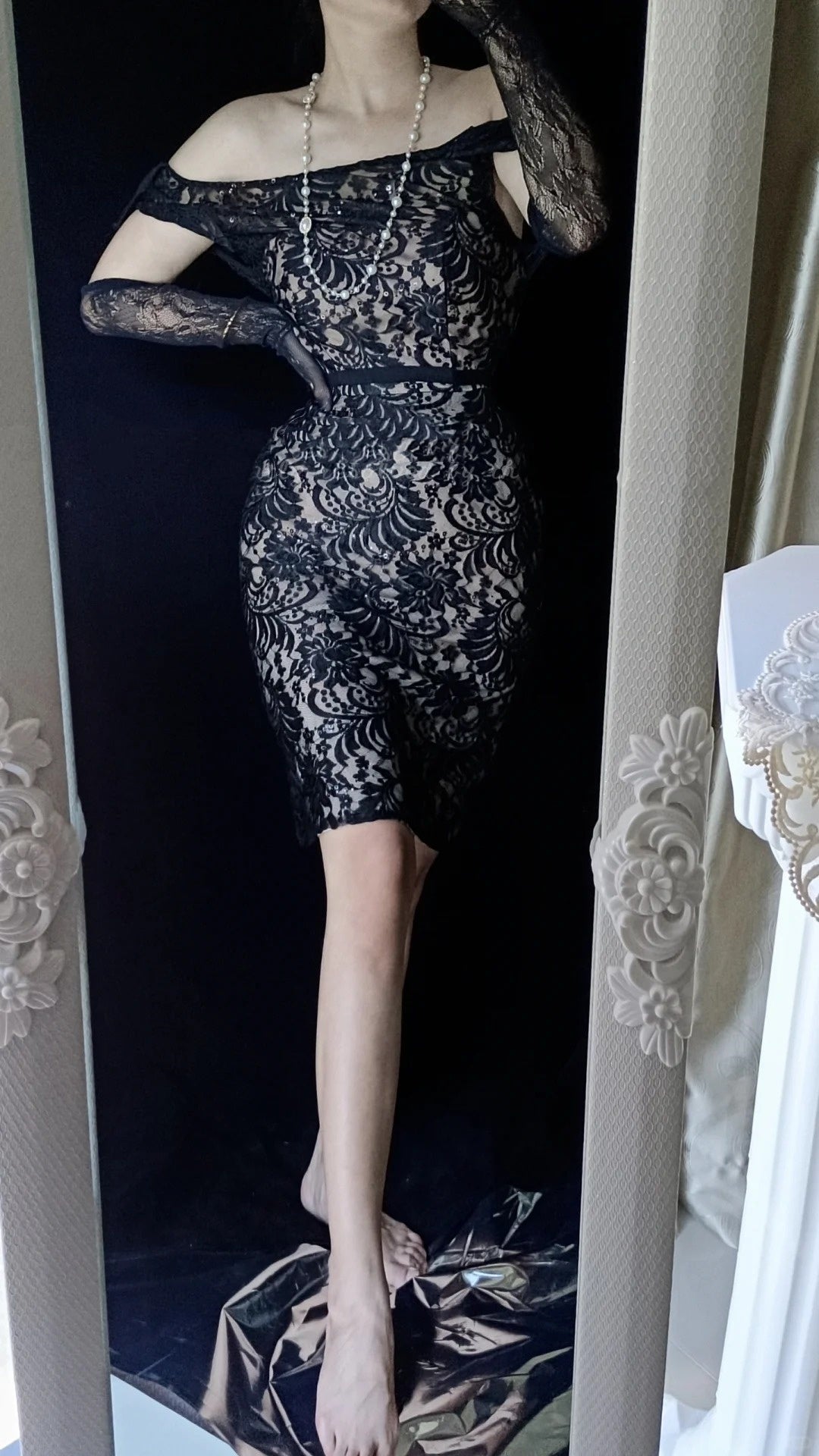 Black sexy backless floral vintage elegant short lace fairy slim homecoming dress prom dress evening dress party dress banquet dress cocktail dress gh4715