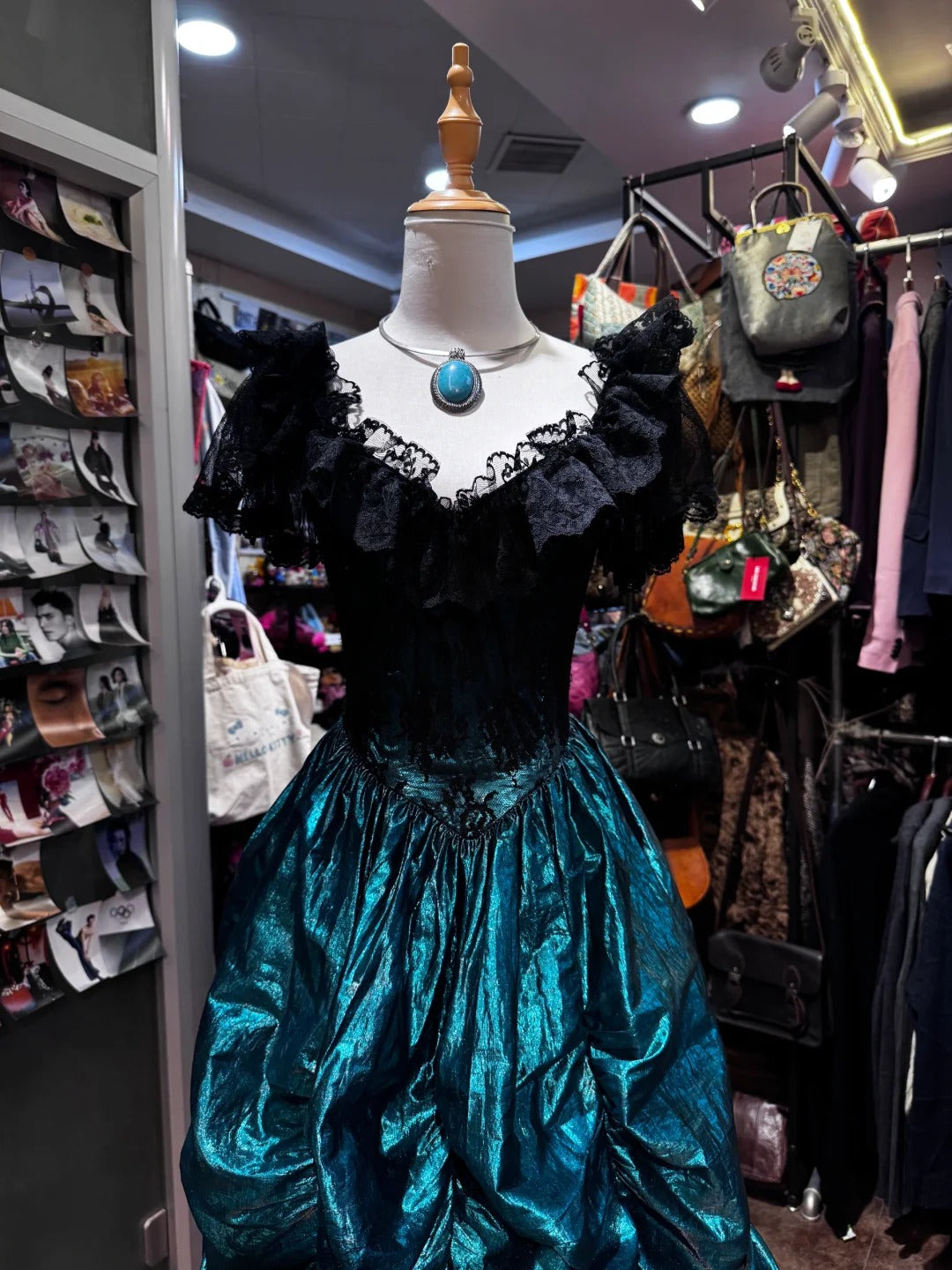 Robe de soirée longue élégante et raffinée, noire, turquoise et verte, style rétro, gh4213