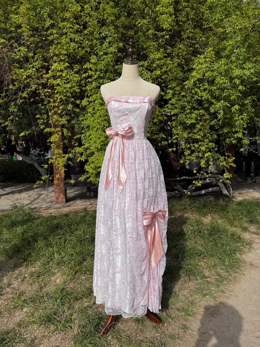 Robe de soirée longue en satin rose, élégante et raffinée, style vintage, robe de bal, de remise de diplôme, d'anniversaire, gh4142