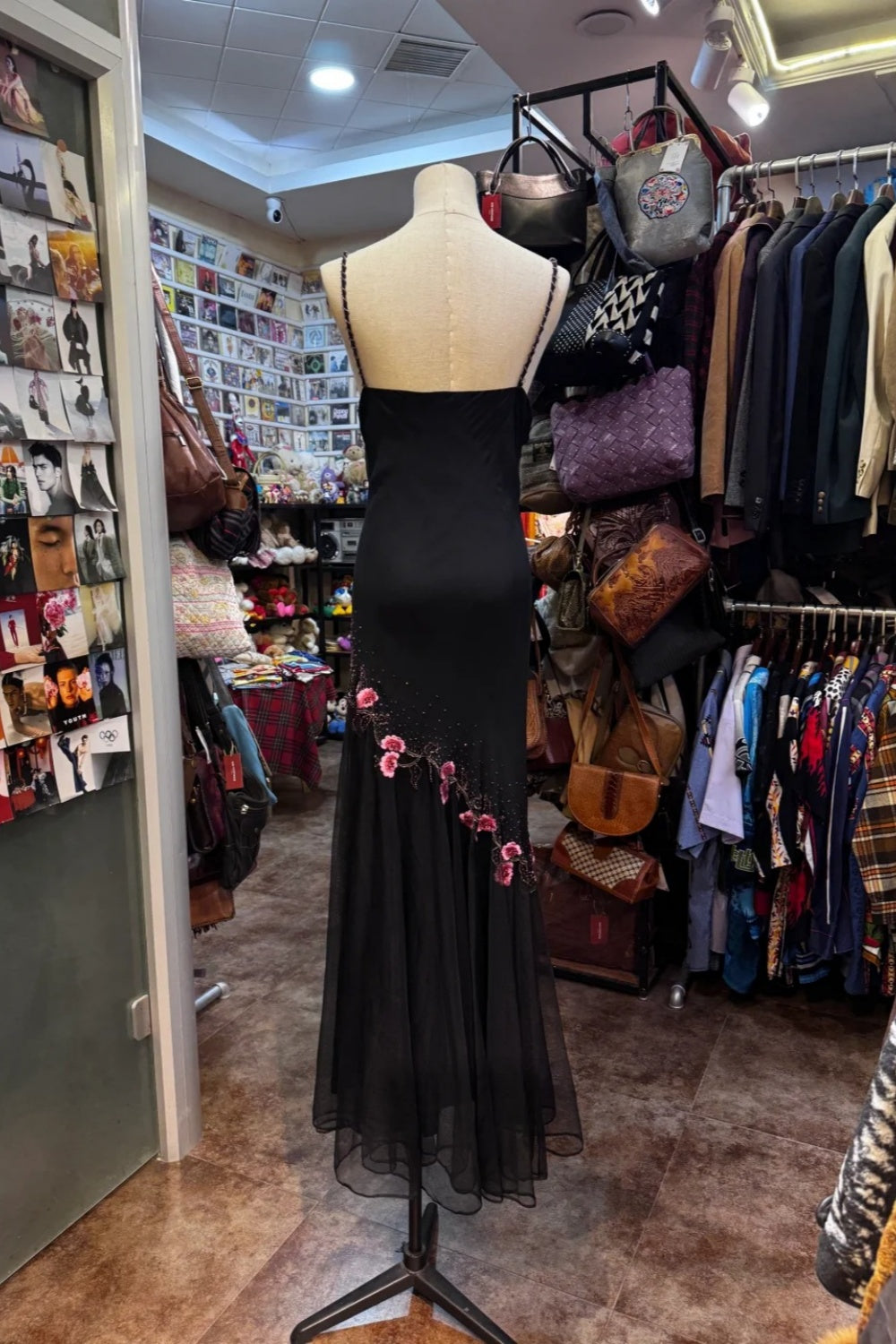 Black Retro Dress Exquisite Floral Long Chiffon Dress gh6761