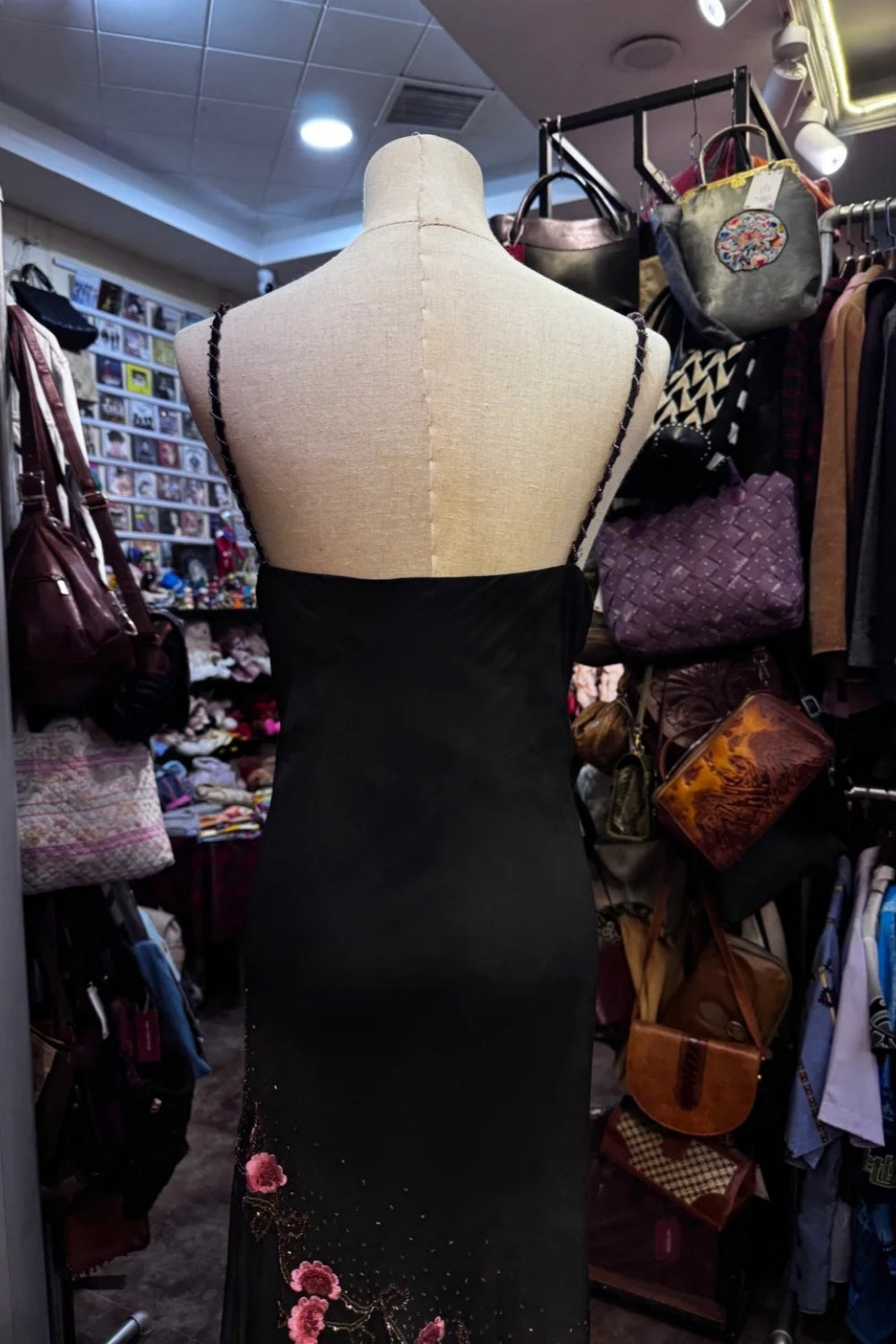 Black Retro Dress Exquisite Floral Long Chiffon Dress gh6761