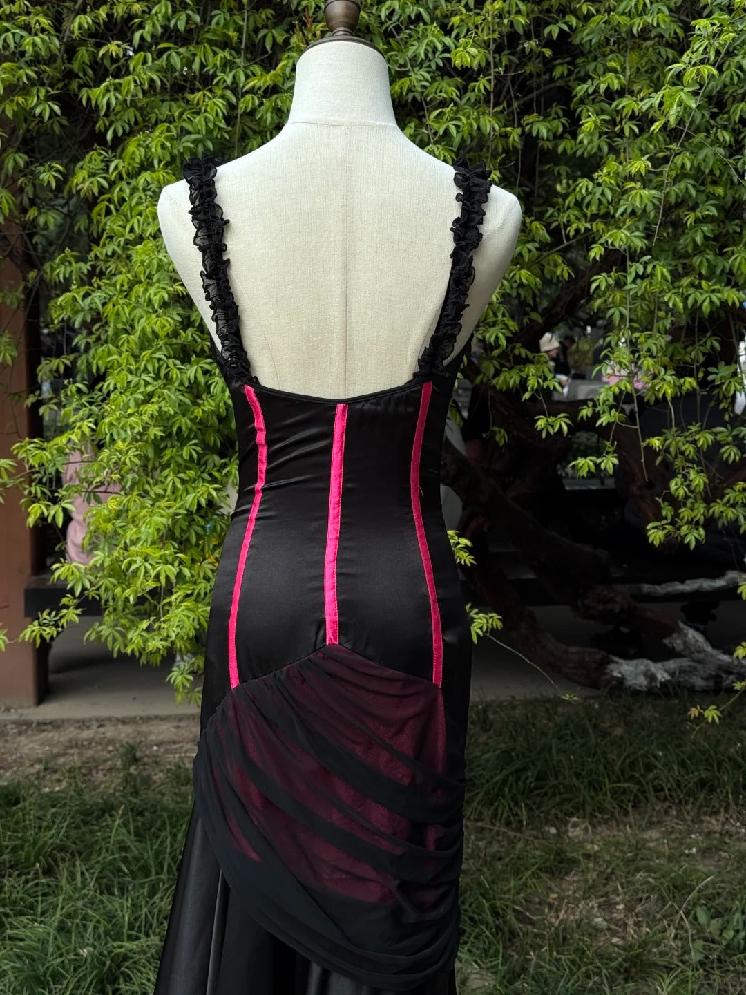 Robe de soirée longue en tulle, élégante et sexy, en dentelle noire et rose, style rétro, en forme de cœur, gh4143