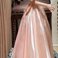 girlhomeshops-Rosa Exquisite Perlen Lange Satin Prinzessin Formale Ballkleid Abschlussballkleid Abendkleid gh5975