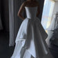 Girlhomeshops - Robe de mariée longue en satin blanc, épaules dénudées, longueur au sol, robe de bal gh5394