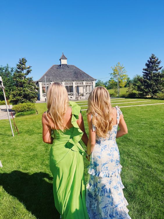 Blue floral elegant long formal evening gown sleeveless slit dress party dress gh3010