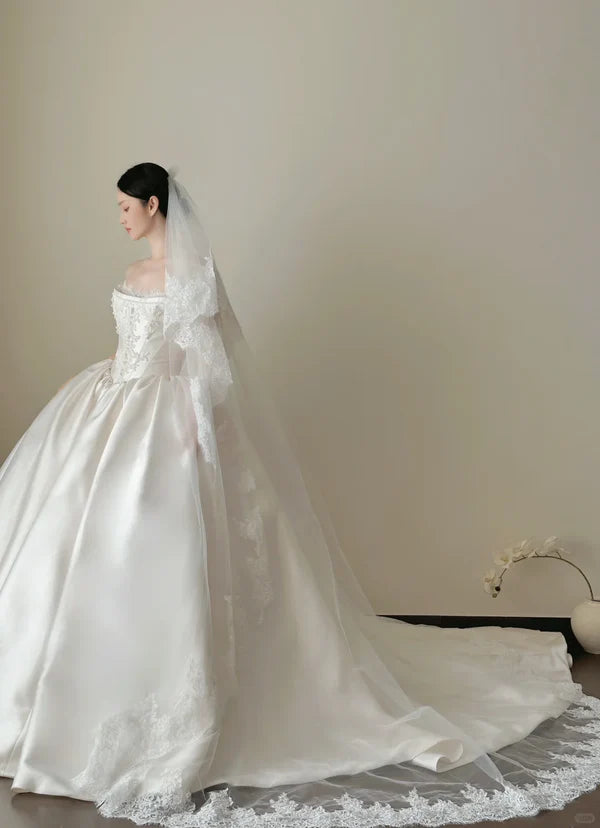 Girlhomeshops - Robe de bal de mariage élégante en satin blanc et tulle gh5435