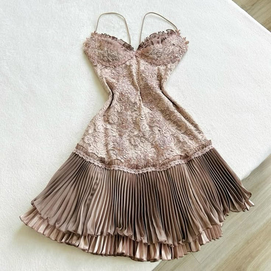 Girlhomeshops-Brown Vintage Exquisite Lace Homecoming Dress Short Evening Dress Birthday Party Dress Prom Dress gh5151