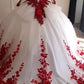 Red gorgeous exquisite sweet floral applique long tulle ball gown evening gown wedding dress gh3344