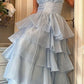 girlhomeshops-Rosa und blau süßes langes Chiffon-Ballkleid mit mehreren Lagen gh5784