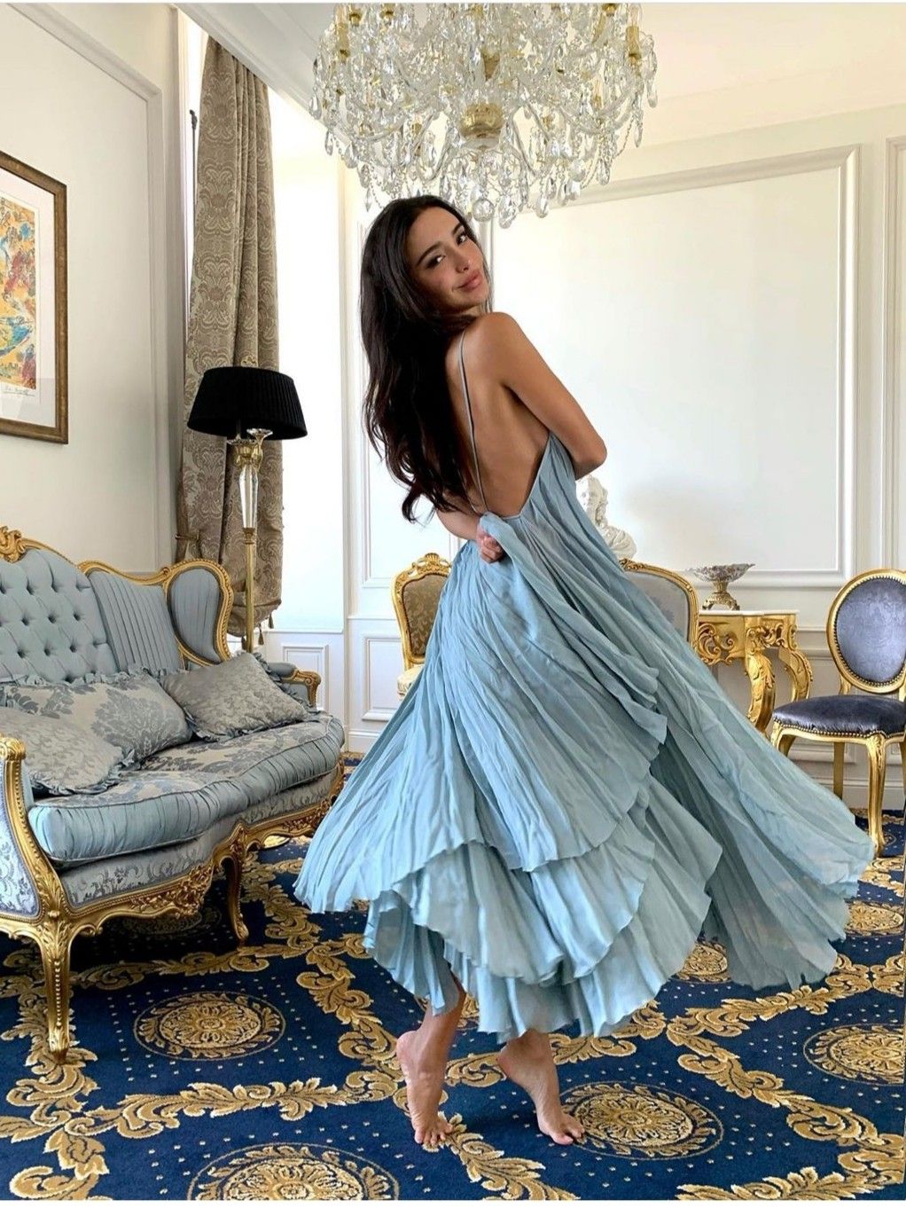 Girlhomeshops-Blue Fashion Simple Sexy Long Chiffon Prom Dress Evening Dress Wedding Guest Party Dress Seaside Holiday Dress gh5250