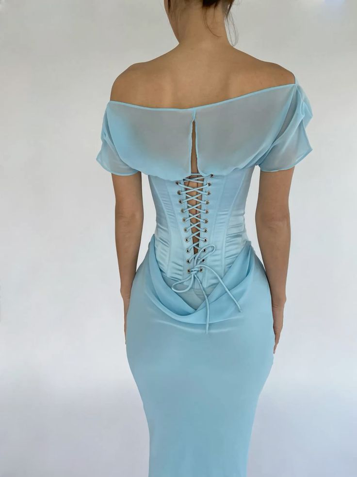 Girlhomeshops-Blue Fairy Retro Fashion Long Corset Chiffon Prom Dress Evening Dress Party Dress gh5256