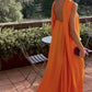 Orange Elegantes, fließendes A-Linien-Kleid mit schulterfreiem Satin, langes Ballkleid, Abendkleid für Hochzeitsgäste, Partykleid gh3093