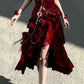 Blue/Burgundy Gorgeous Elegant Delicate Beaded Spaghetti Strap Long Ruffled Velvet Ball Gown Evening Gown Party Dress gh4169