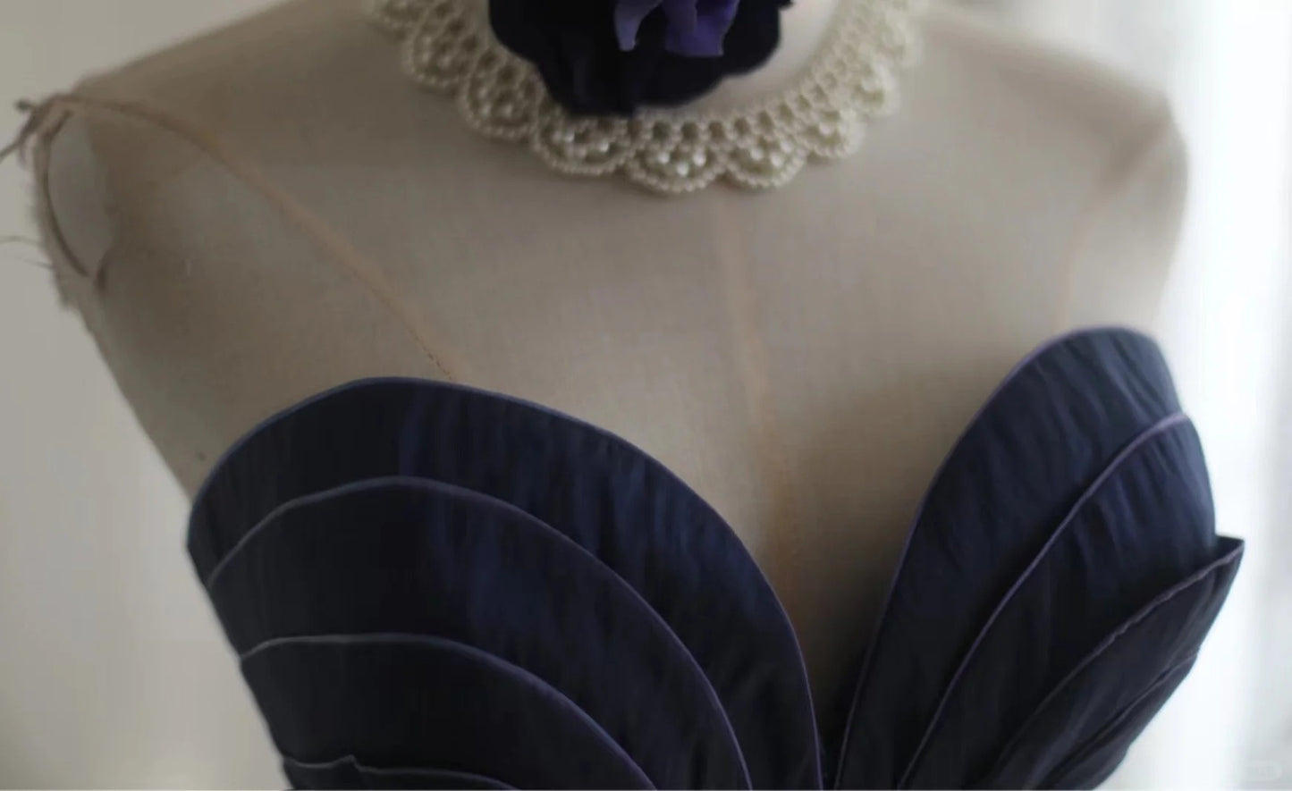 Dark blue irregular pleated short satin homecoming dress a-line princess dress birthday dress gh4376