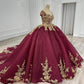 Red gorgeous applique elegant long tulle ball gown evening dress gh3114