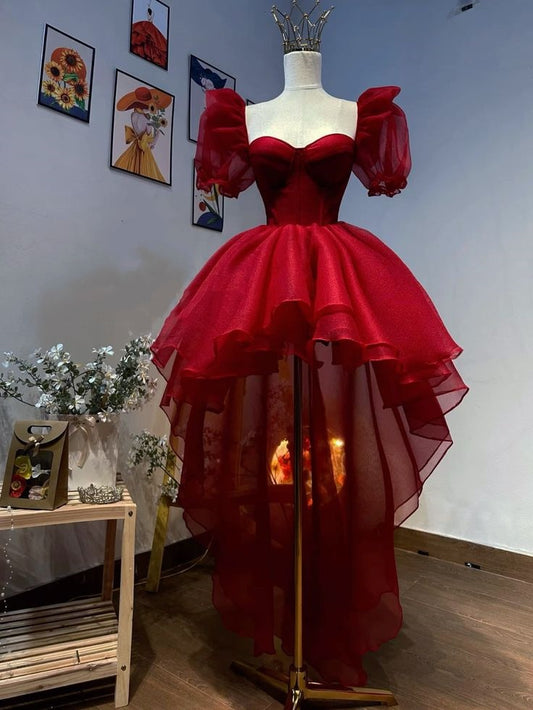 Red Fashionable Unique Short/Long Short Front Short Back Long Asymmetric Homecoming Dress Prom Dress Evening Dress gh4193