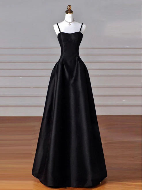 Black/Red/Navy Elegant Simple Fashion A-Line Satin Long Ball Gown Evening Dress Party Dress Prom Dress gh3573