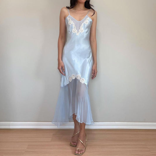 Girlhomeshops-Light blue elegant and graceful satin long Prom dress evening dress party dress wedding guest dress gh5160