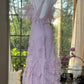 Robe de soirée longue en mousseline de soie, élégante, en dentelle romantique lilas, robe de soirée, robe de soirée, gh4613